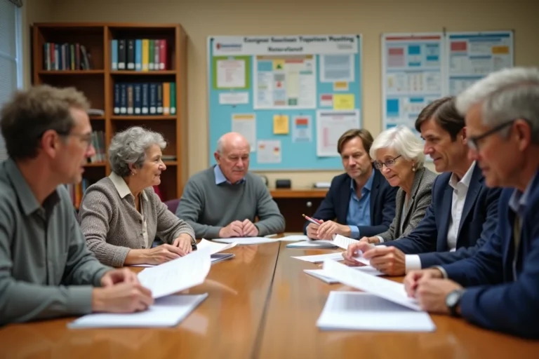 Groupe de personnes en réunion dans un centre communautaire